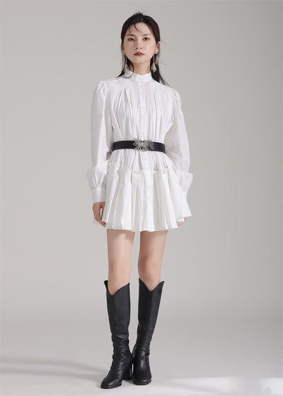 Vestido Camisero Plisado Manga Larga Diseño Exclusivo - Image 34