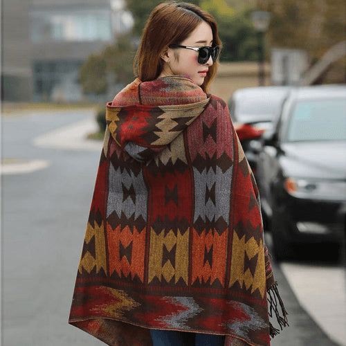 Capa Bohemia Retro con Cierre de Cuerno - Estilo Étnico para Otoño e Invierno