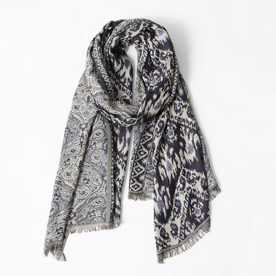 Bufanda Étnica de Algodón Jacquard para Hombre con Borlas - Cálida y Suave - Image 9