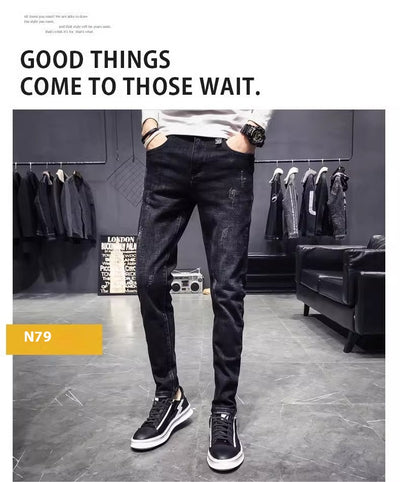 Jeans Negros Slim Fit Elásticos Ajustados para Hombre - Image 7
