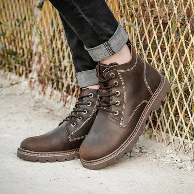 Botas de Cuero Vintage para Hombre - Estilo Clásico Robusto - Image 4