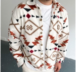 Chaqueta Camisa Casual con Estampado Étnico Retro para Hombre