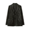 Blazer de Cuero PU Liso para Hombre - Estilo Americano