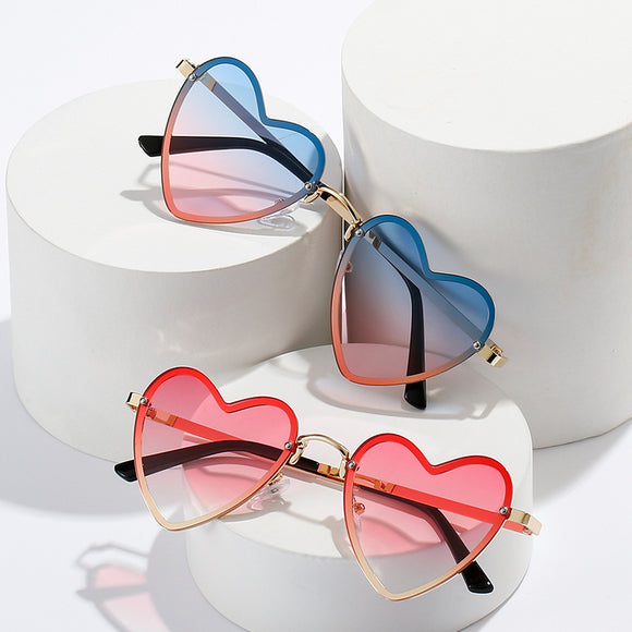Gafas de Sol Decorativas con Diseño de Corazón Melocotón para Mujer