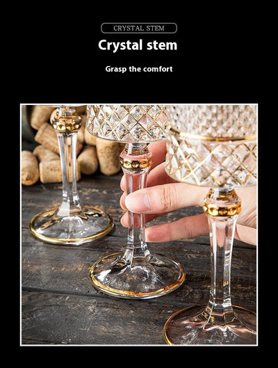 Juego de Copas de Vino Tinto Cristal Dorado Estilo Europeo - Image 16