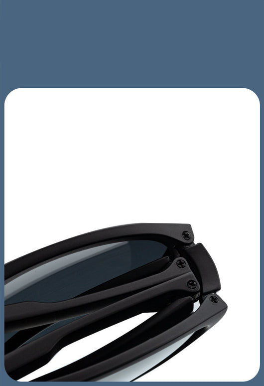 Beige oval-frame sunglasses with brown polarized lenses and foldable temples on a white background. - Image 10