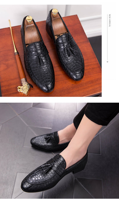 Zapatos de Cuero Elegantes Transpirables con Punta Afilada y Borlas para Hombre - Image 10
