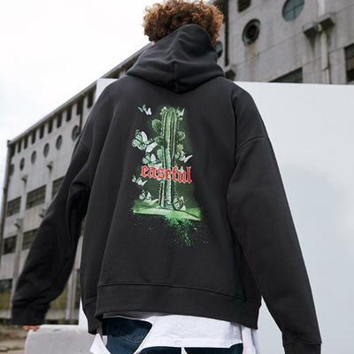 Sudadera con capucha estampado cactus y forro polar - Image 9