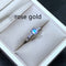 Inlaid Natural Azul Plateado Moonstone Ring Rose Dorado