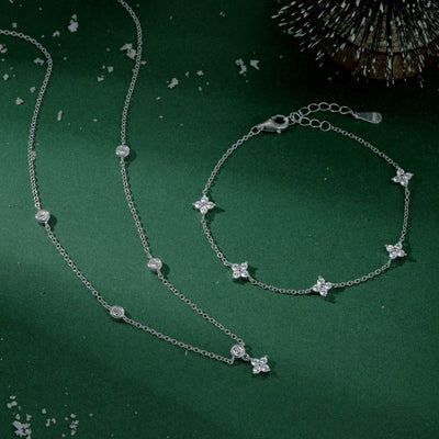 Collar y Pulsera de Plata Esterlina 925 Diseño Estrellado con Zirconia para Mujer - Image 18