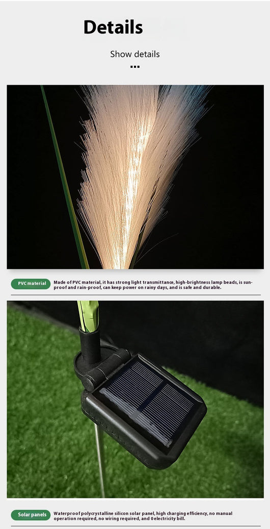 Lámpara Solar LED para Jardín con Diseño de Pasto Pampa - Image 16