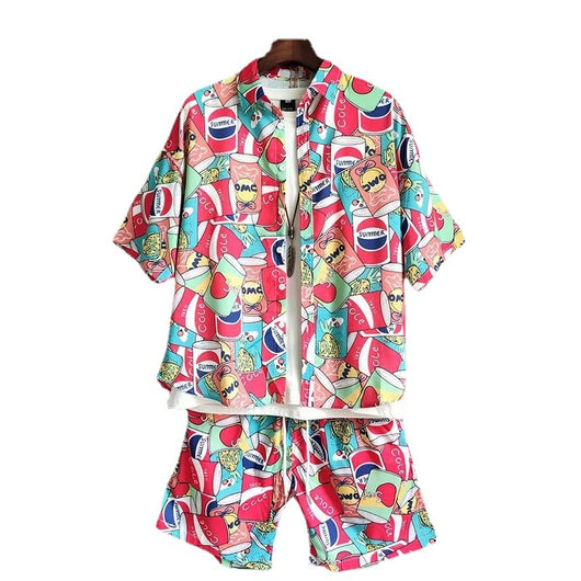 Conjunto de Playa Floral para Hombre - Camisa y Pantalones Cortos - Image 9