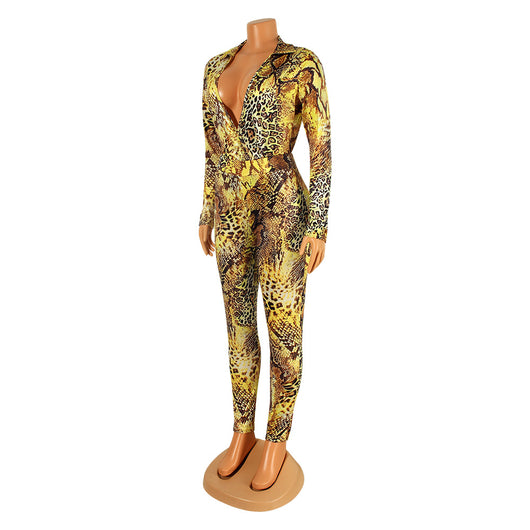 Jumpsuit Ajustado Estampado Serpiente Manga Larga - Image 10