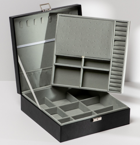 Caja Organizadora de Joyas y Relojes en Cuero PU Doble Capa - Image 9