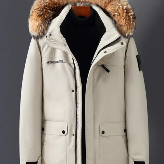 Chaqueta Acolchada de Plumón de Pato para Hombre con Cuello de Piel - Image 2