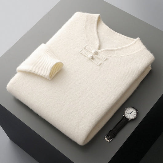 Suéter de Lana Pura con Cuello Alto Vintage para Hombre - Image 8