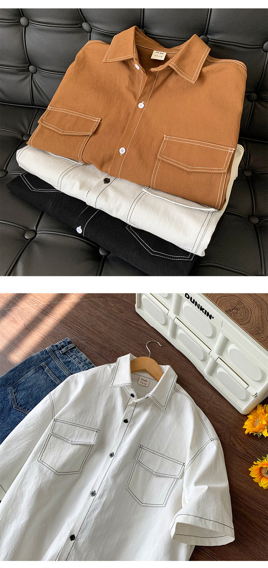 Camisa Retro de Manga Corta para Hombre - Estilo Casual - Image 11