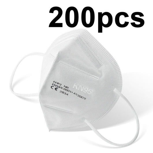 White FFP2 NR KN95 dust-proof face mask with ear loops, indicating a quantity of 200 pieces. - Image 14