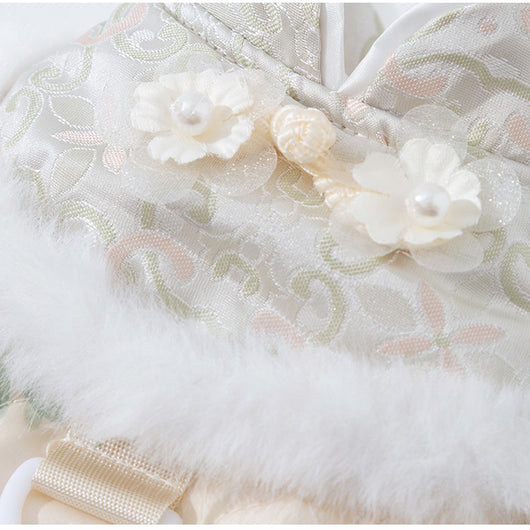 Mono Acolchado para Perros Pequeños Estilo Tang Floral Chino - Ropa de Invierno - Image 4