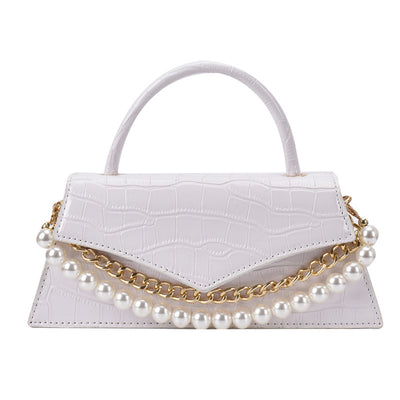 Bolso Cuadrado Pequeño con Patrón Retro y Perla, Bandolera de Moda - Image 5