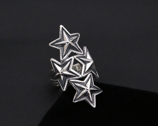 Anillo de Plata Esterlina 925 Pentagrama Minimalista Cuatro Puntas - Image 2