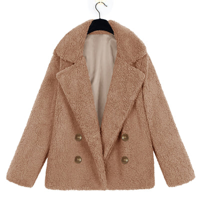Camisa Abrigo de Felpa con Solapas Botones y Bolsillos para Mujer - Otoño e Invierno - Image 4