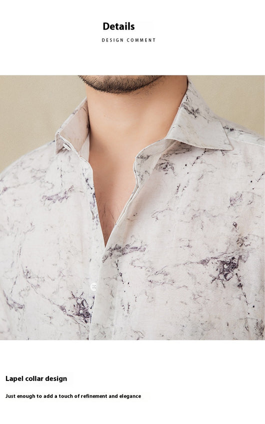 Camisa Casual de Manga Larga Transpirable con Estampado Retro - Image 8