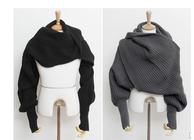 Suéter Tejido Escote V Cruzado Hombros Descubiertos - Cuello Bufanda Sexy - Image 2