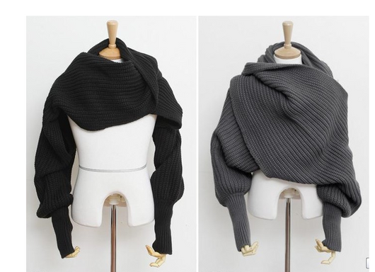 Suéter Tejido Escote V Cruzado Hombros Descubiertos - Cuello Bufanda Sexy - Image 2