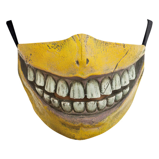 Halloween funny horror face dust mask with a scary clown print, red nose, wide red lips, and yellowed teeth. - Image 7