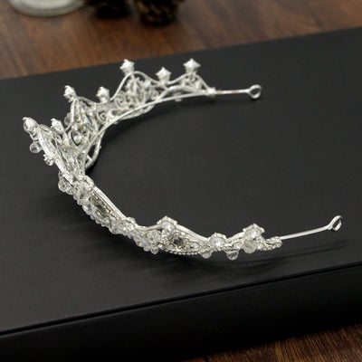 Diadema Nupcial Coreana Artesanal con Cuentas - Corona Nupcial - Image 4