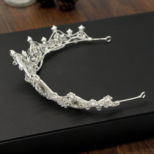 Diadema Nupcial Coreana Artesanal con Cuentas - Corona Nupcial - Image 4