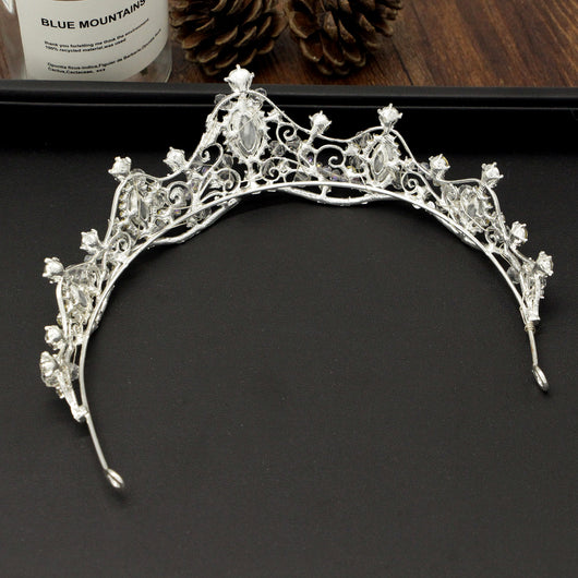 Diadema Nupcial Coreana Artesanal con Cuentas - Corona Nupcial - Image 3