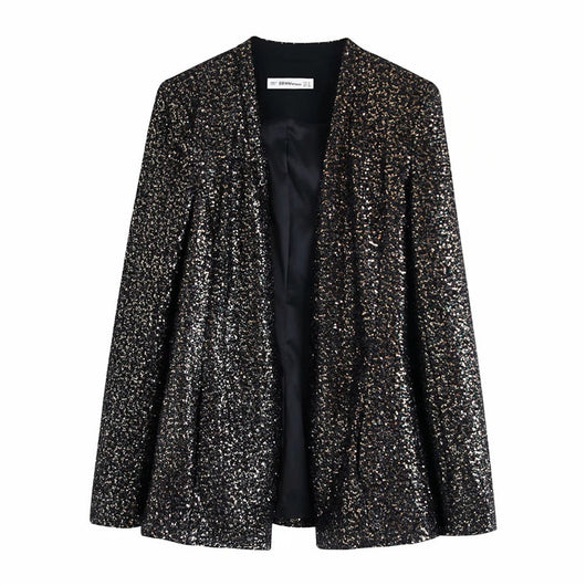 Blazer Retro para Mujer con Lentejuelas y Cuello Alto - Chaqueta Elegante Otoño - Image 6