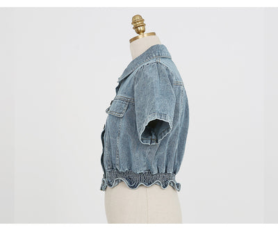 Blusa Slim Fit de Denim con Manga Corta - Image 2