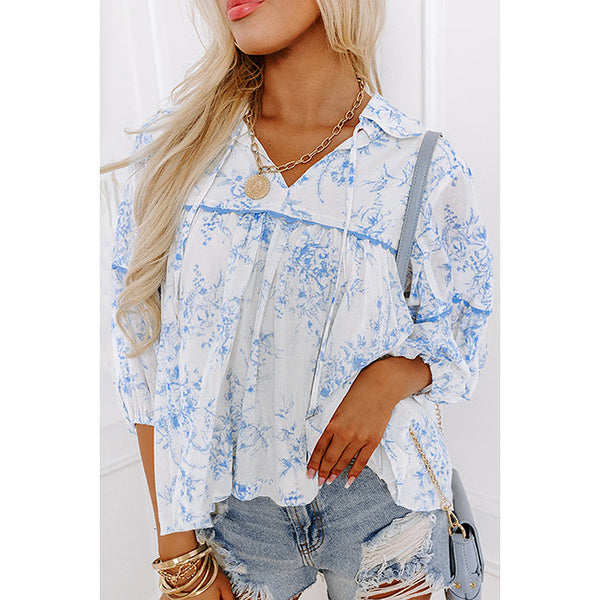Blusa Estampada Floral en Chifón para Mujer