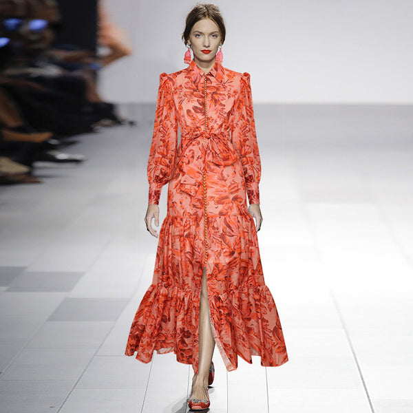 Vestido Largo de Botones Múltiples para Mujer