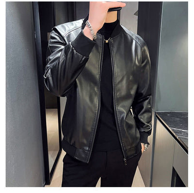 Chaqueta de Cuero Lavado Slim Fit para Hombre - Estilo Moderno - Image 10