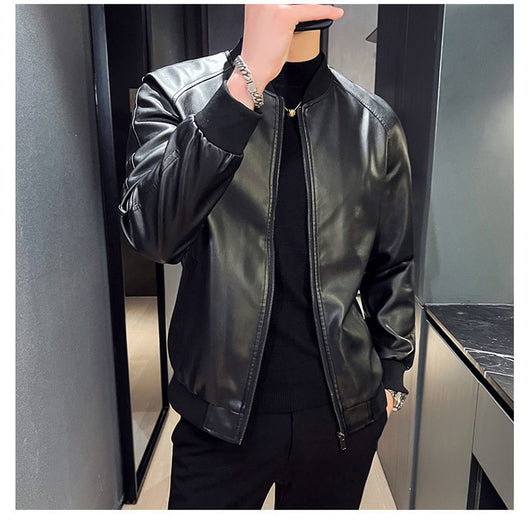 Chaqueta de Cuero Lavado Slim Fit para Hombre - Estilo Moderno - Image 10