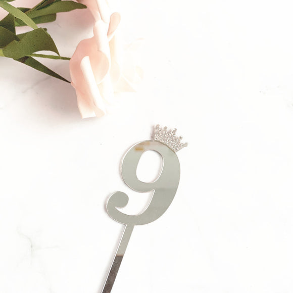 Corona Glitter con Brillo para Tartas de Cumpleaños - Decoración Acrílica