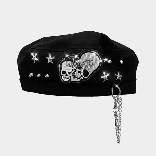 Boina Punk Rock Calavera con Cadena - Estilo Alternativo Rebel