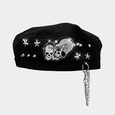 Boina Punk Rock Calavera con Cadena - Estilo Alternativo Rebel