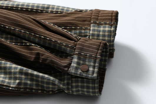 Camisa Acolchada de Algodón a Rayas con Detalles Desgastados - Image 35