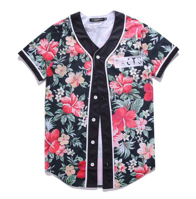 Camiseta de Béisbol Estampado Floral