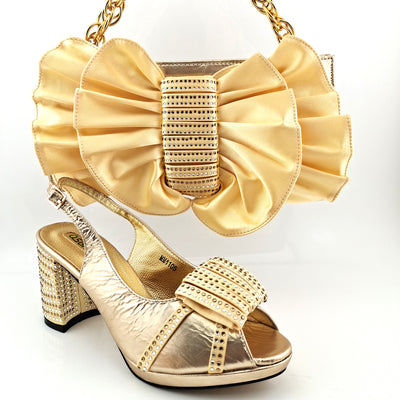 Conjunto Elegante: Tacones Altos de Boca de Pez PU con Bolso Clutch de Moño - Image 15