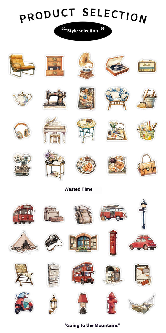 Set de 40 Stickers Decorativos Retro 'Life Love Song' - 4 Diseños DIY - Image 24
