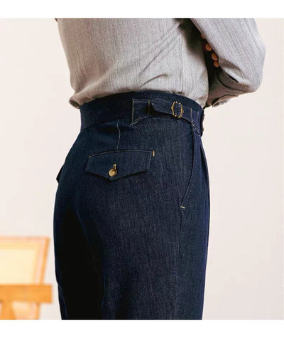 Jeans Neapolitanos de Algodón con Doble Pliegue para Hombre - Image 4