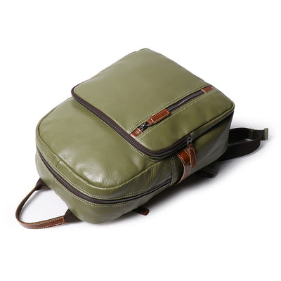 Mochila de Cuero Viaje Bicolor - Bolso Escolar Piel Suave Premium - Image 9