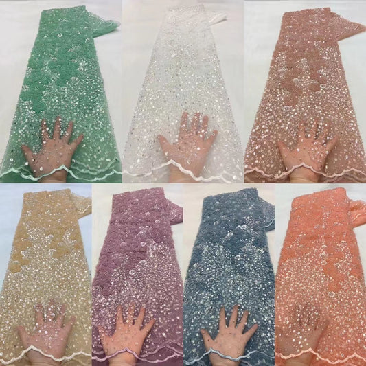 Vestido de Boda Moderno con Malla Bordada y Detalles en Perlas 3D