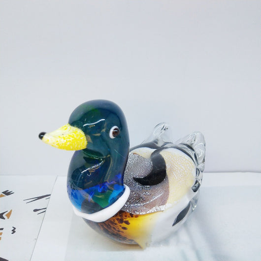 Pato Mandarín de Cristal - Decoración Artesanal Estilo Antiguo